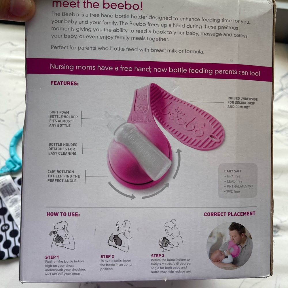 The Beebo Hands Free Baby Bottle Holder